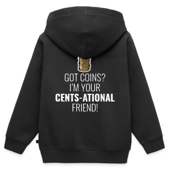 Coin Collecting Collector Numismatic Numismatist - Kids Premium Organic Zip-up Hoodie - black - Back - AI Model Kid Male (0cm)
