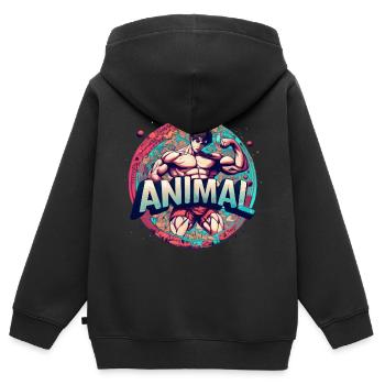 Style sauvage - Animal - Sweat Premium à capuche zippé enfant bio - noir - Dos - AI Model Kid Male (0cm)