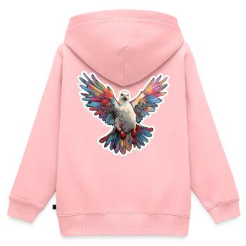 Farbenfrohe Taube - Kinder Premium Organic Zip Hoodie - Rosa - Hinten - AI Model Kid Female (0cm)