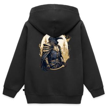 Raven Armor Medieval Castle Knight Bird - Sweat Premium à capuche zippé enfant bio - noir - Dos - AI Model Kid Male (0cm)