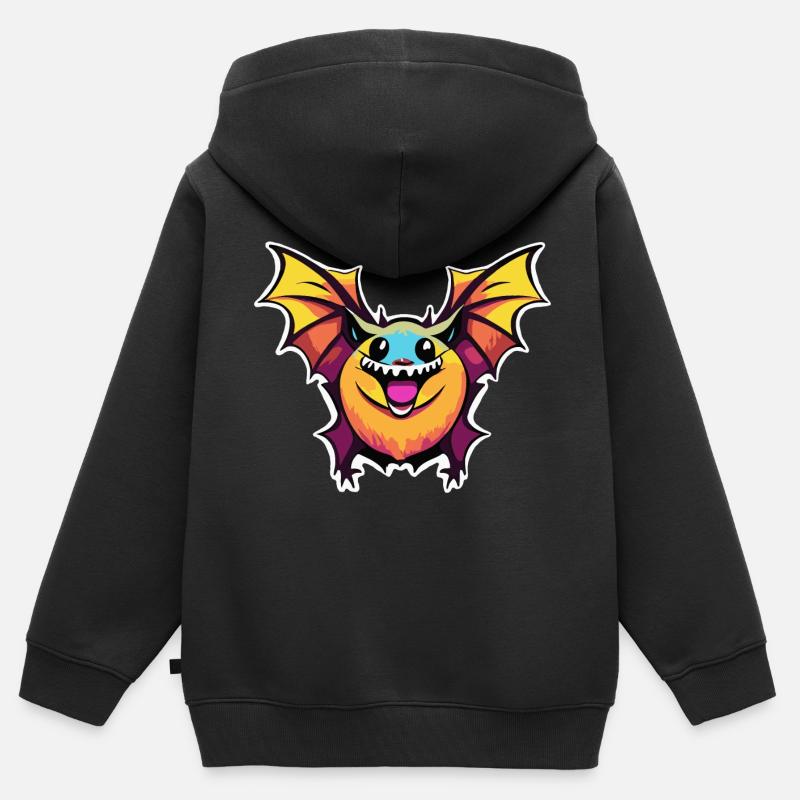 Chauve souris - Sweat Premium à capuche zippé enfant bio - noir