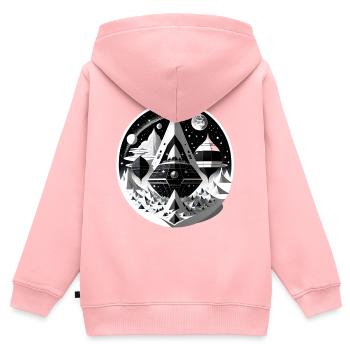 Space City 04 - Kinder Premium Organic Zip Hoodie - Rosa - Hinten - AI Model Kid Female (0cm)