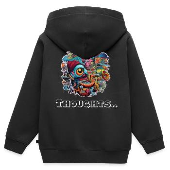 Verrückte Gedanken - Kinder Premium Organic Zip Hoodie - Schwarz - Hinten - AI Model Kid Male (0cm)