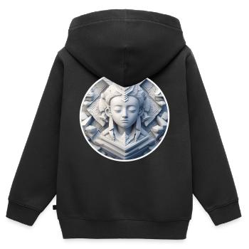Min 01 - Sweat Premium à capuche zippé enfant bio - noir - Dos - AI Model Kid Male (0cm)