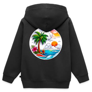 Prêt pour des vacances - Sweat Premium à capuche zippé enfant bio - noir - Dos - AI Model Kid Male (0cm)