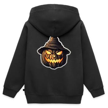 Pumpkinlord Kürbisherr Kürbis Hexe Hut Hexenhut - Kinder Premium Organic Zip Hoodie - Schwarz - Hinten - AI Model Kid Male (0cm)