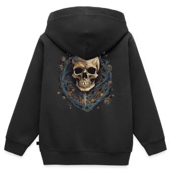 Déguisement de squelette d’Halloween - Sweat Premium à capuche zippé enfant bio - noir - Dos - AI Model Kid Male (0cm)