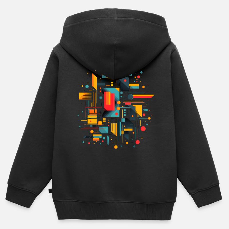 Figures Formes mathématiques Cercle Rectangle Géométrie - Sweat Premium à capuche zippé enfant bio - noir