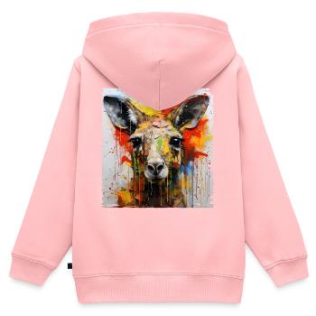 Kangaroo Graffiti - Kinder Premium Organic Zip Hoodie - Rosa - Hinten - AI Model Kid Female (0cm)