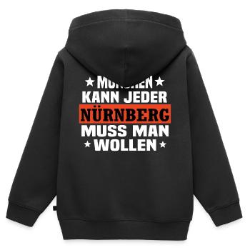 Nürnberg - Kinder Premium Organic Zip Hoodie - Schwarz - Hinten - AI Model Kid Male (0cm)