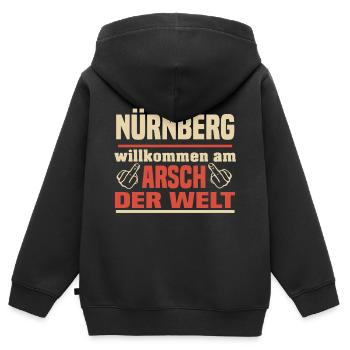 Nürnberg - Kinder Premium Organic Zip Hoodie - Schwarz - Hinten - AI Model Kid Male (0cm)