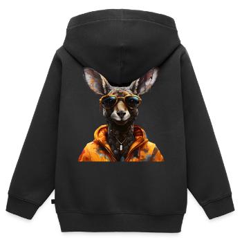 Rap Känguru - Kinder Premium Organic Zip Hoodie - Schwarz - Hinten - AI Model Kid Male (0cm)