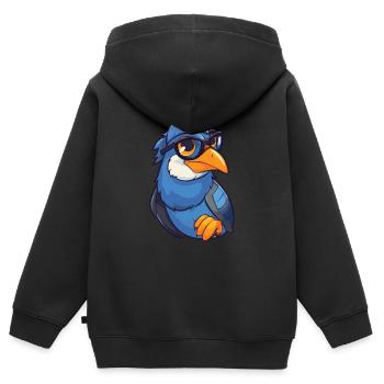 Jay trägt Brille Cartoon Kawaii Illustration - Kinder Premium Organic Zip Hoodie - Schwarz - Hinten - AI Model Kid Male (0cm)