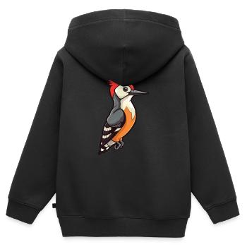 Pic Cartoon Kawaii Aquarelle Illustration - Sweat Premium à capuche zippé enfant bio - noir - Dos - AI Model Kid Male (0cm)