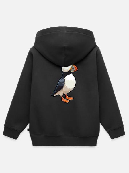 Papegaaiduiker Cartoon Kawaii Aquarel Illustratie - Premium børne zip-hættetrøje økologisk - sort