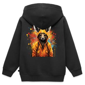 kangaroo graffiti - Kinder Premium Organic Zip Hoodie - Schwarz - Hinten - AI Model Kid Male (0cm)