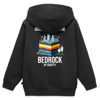 Géologues : le fondement de la société, géologique - Sweat Premium à capuche zippé enfant bio - noir - Dos - AI Model Kid Male (0cm)