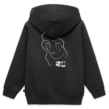 Sad triste - Sweat Premium à capuche zippé enfant bio - noir - Dos - AI Model Kid Male (0cm)