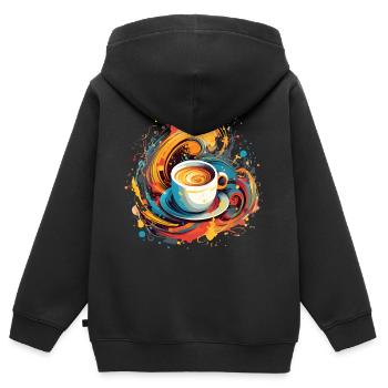 Kaffee Farbfleck Kunst Getränk Koffein Kunst - Kinder Premium Organic Zip Hoodie - Schwarz - Hinten - AI Model Kid Male (0cm)