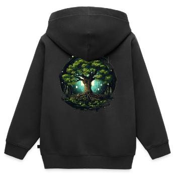 Baum Technologie - Kinder Premium Organic Zip Hoodie - Schwarz - Hinten - AI Model Kid Male (0cm)