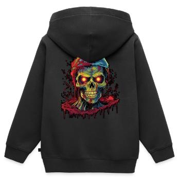 Trash Horror Zombie dans un style rétro - Sweat Premium à capuche zippé enfant bio - noir - Dos - AI Model Kid Male (0cm)