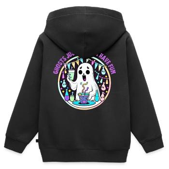 Les fantômes veulent juste s’amuser - Sweat Premium à capuche zippé enfant bio - noir - Dos - AI Model Kid Male (0cm)