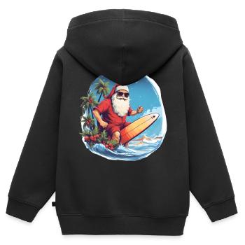 Père Noël ou Père Noël avec lunettes surf - Sweat Premium à capuche zippé enfant bio - noir - Dos - AI Model Kid Male (0cm)