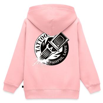 TATTOOS PAINFUL LOVE - Kinder Premium Organic Zip Hoodie - Rosa - Hinten - AI Model Kid Female (0cm)