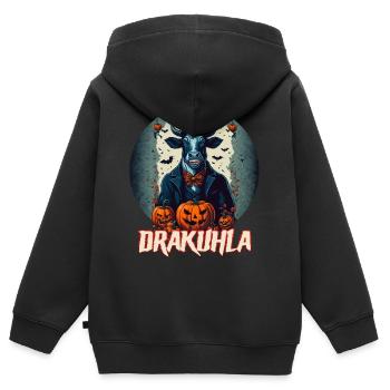 Dracula Vache Vampire Drakuhla - Sweat Premium à capuche zippé enfant bio - noir - Dos - AI Model Kid Male (0cm)