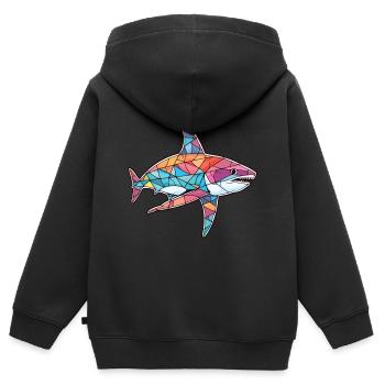 Hai buntes Aquarell Tier Haustier Illustration - Kinder Premium Organic Zip Hoodie - Schwarz - Hinten - AI Model Kid Male (0cm)