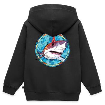 Hai buntes Aquarell Tier Haustier Illustration - Kinder Premium Organic Zip Hoodie - Schwarz - Hinten - AI Model Kid Male (0cm)