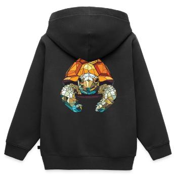 Schildkröte buntes Aquarell Tier Illustration - Kinder Premium Organic Zip Hoodie - Schwarz - Hinten - AI Model Kid Male (0cm)