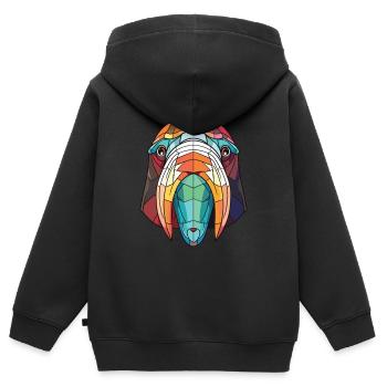 Walrus Colorful Watercolor Animal Pet Illustration - Kids Premium Organic Zip-up Hoodie - black - Back - AI Model Kid Male (0cm)