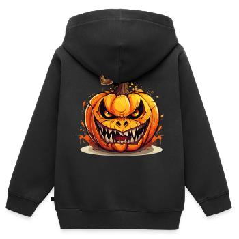 Halloween Kürbis Kopf Gruselig Gespenstisch Horror - Kinder Premium Organic Zip Hoodie - Schwarz - Hinten - AI Model Kid Male (0cm)