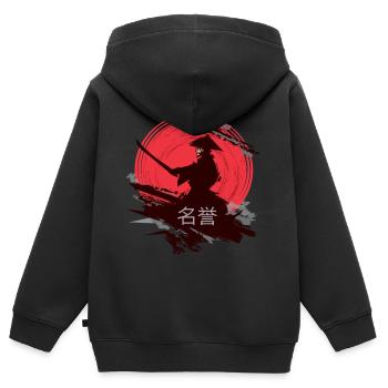 Honor, Japanese samurai - Kids Premium Organic Zip-up Hoodie - black - Back - AI Model Kid Male (0cm)
