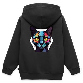 Bombay Cat Breed Illustration aquarelle colorée - Sweat Premium à capuche zippé enfant bio - noir - Dos - AI Model Kid Male (0cm)