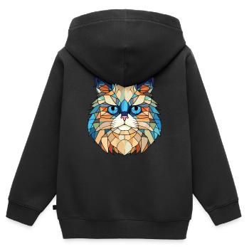 Himalaya-Katze bunte Aquarell-Haustier-Illustration - Kinder Premium Organic Zip Hoodie - Schwarz - Hinten - AI Model Kid Male (0cm)