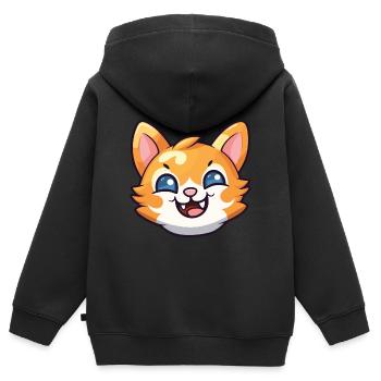 Bambino Katze Cartoon Aquarell Illustration - Kinder Premium Organic Zip Hoodie - Schwarz - Hinten - AI Model Kid Male (0cm)