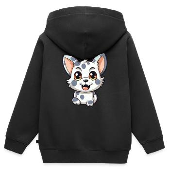 Australien tacheté brume chat dessin animé Art de l’aquarelle - Sweat Premium à capuche zippé enfant bio - noir - Dos - AI Model Kid Male (0cm)