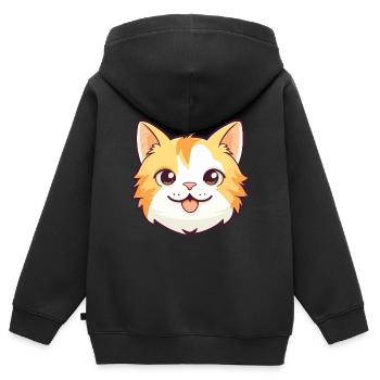 Hauskatze Cartoon Aquarell Illustration - Kinder Premium Organic Zip Hoodie - Schwarz - Hinten - AI Model Kid Male (0cm)