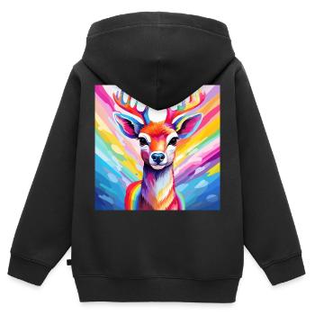Rennes de la fierté - Sweat Premium à capuche zippé enfant bio - noir - Dos - AI Model Kid Male (0cm)