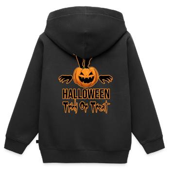 Halloween Trick or Treat - Sweat Premium à capuche zippé enfant bio - noir - Dos - AI Model Kid Male (0cm)
