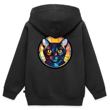 Bombay Cat Breed Illustration aquarelle colorée - Sweat Premium à capuche zippé enfant bio - noir - Dos - AI Model Kid Male (0cm)