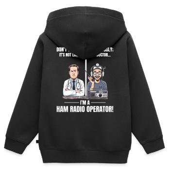 Echter Arzt vs Amateurfunker Vintage - Kinder Premium Organic Zip Hoodie - Schwarz - Hinten - AI Model Kid Male (0cm)