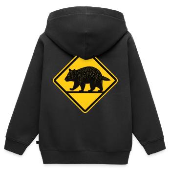 Wombat Roadsign Australia - Kinder Premium Organic Zip Hoodie - Schwarz - Hinten - AI Model Kid Male (0cm)