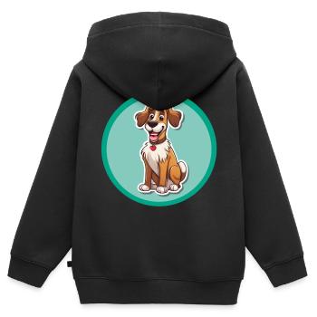 Dog Cartoon 1 - Kids Premium Organic Zip-up Hoodie - black - Back - AI Model Kid Male (0cm)