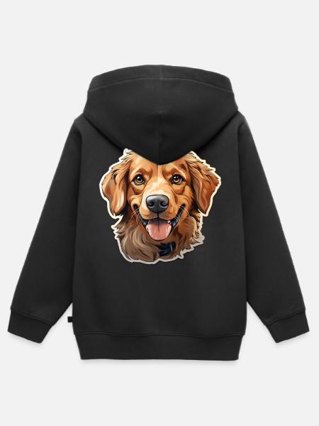 Golden Retriever - Premium børne zip-hættetrøje økologisk - sort