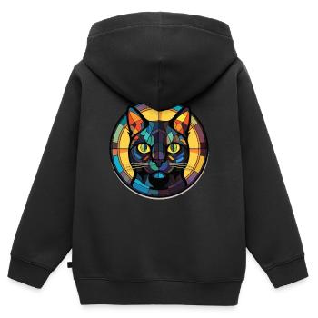 Bombay Cat Breed Illustration aquarelle colorée - Sweat Premium à capuche zippé enfant bio - noir - Dos - AI Model Kid Male (0cm)