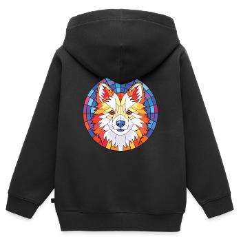American Eskimo Dog Breed Watercolor Illustration - Kids Premium Organic Zip-up Hoodie - black - Back - AI Model Kid Male (0cm)