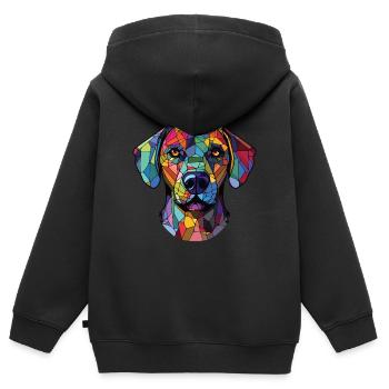 Cao De Castro Laboreiro Hunderasse Aquarellglas - Kinder Premium Organic Zip Hoodie - Schwarz - Hinten - AI Model Kid Male (0cm)